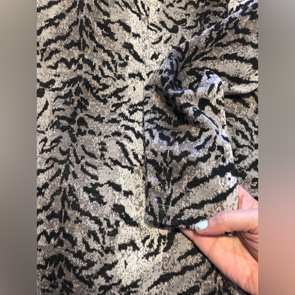 Zara Animal Print Long Sleeve Bodycon Midi Dress size Small black tan - Picture 7 of 10